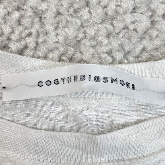 Cog The Big Smoke Delta T-Shirt Linen Blend White Womens OS - Picture 4 of 9